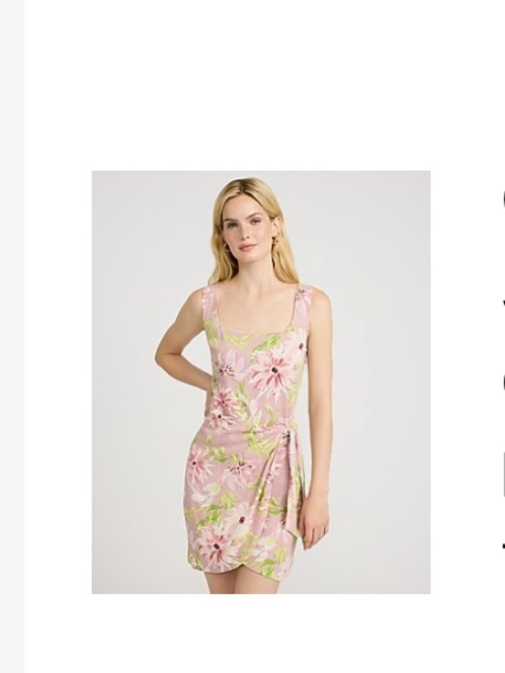 Express Pink Floral Linen Tie Wrap Mini Dress